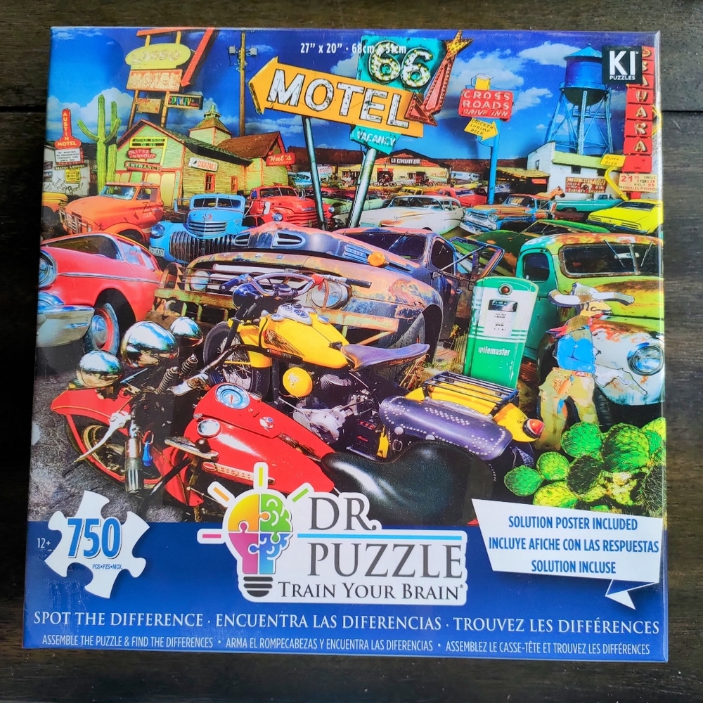 SEALED NEW PUZZLE 75 PIECE Route 66 Junkyard Car Neon Sign Graveyard Desert